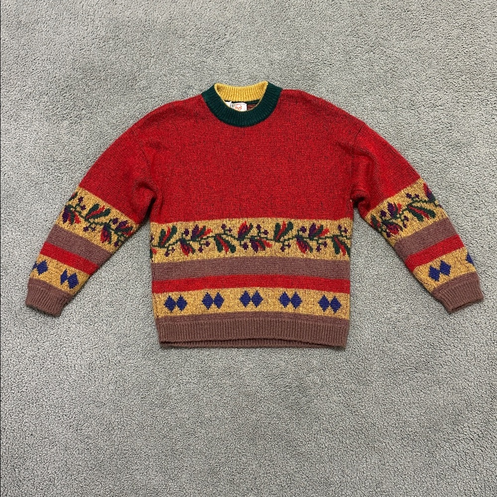 Stefanel Vintage Mohair Blend Graphic Sweater womens M Italy